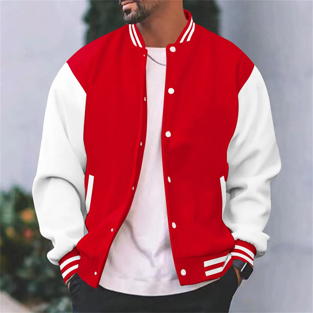 Men’s Bomber Jacket – Regular Fit – Cotton – Snap Front – Contrast Sleeves