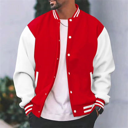 Men’s Bomber Jacket – Regular Fit – Cotton – Snap Front – Contrast Sleeves