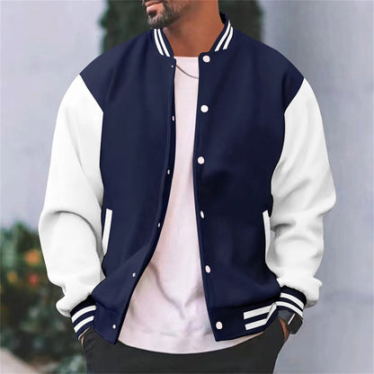 Men’s Bomber Jacket – Regular Fit – Cotton – Snap Front – Contrast Sleeves