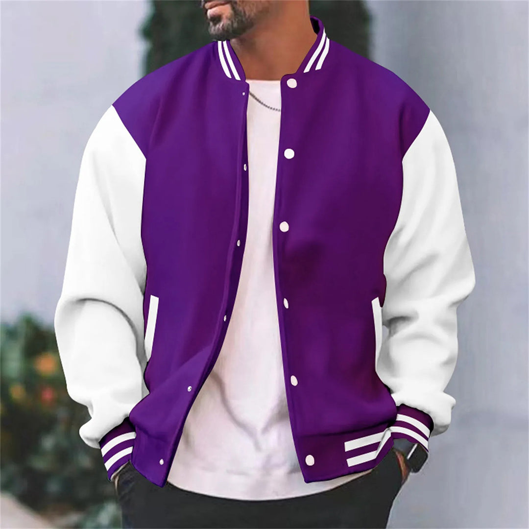Men’s Bomber Jacket – Regular Fit – Cotton – Snap Front – Contrast Sleeves