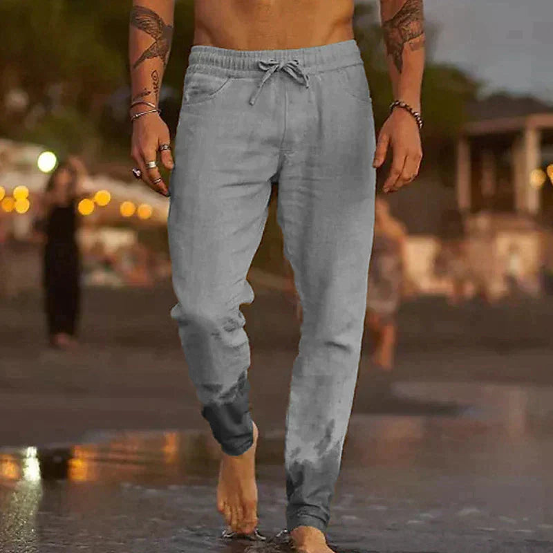 Men's casual breathable pants with elastic waist