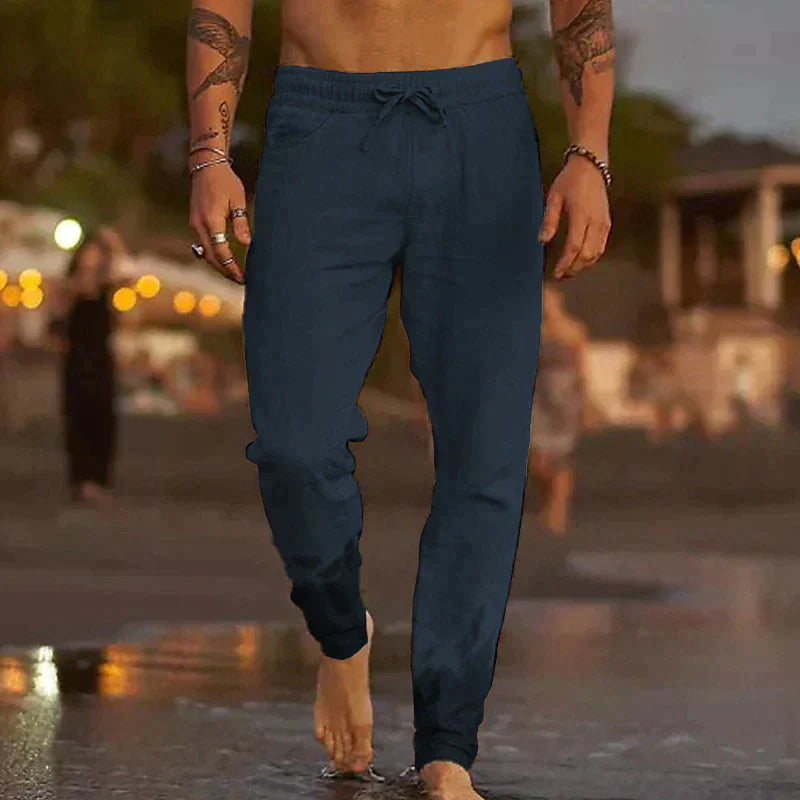 Men's casual breathable pants with elastic waist