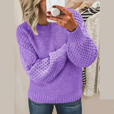 Women's classic round-neck long-sleeve knitted sweater