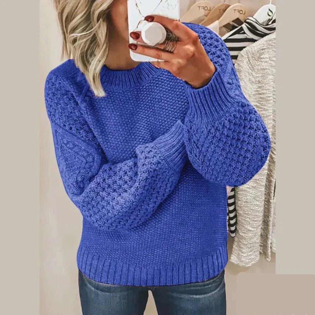 Women's classic round-neck long-sleeve knitted sweater