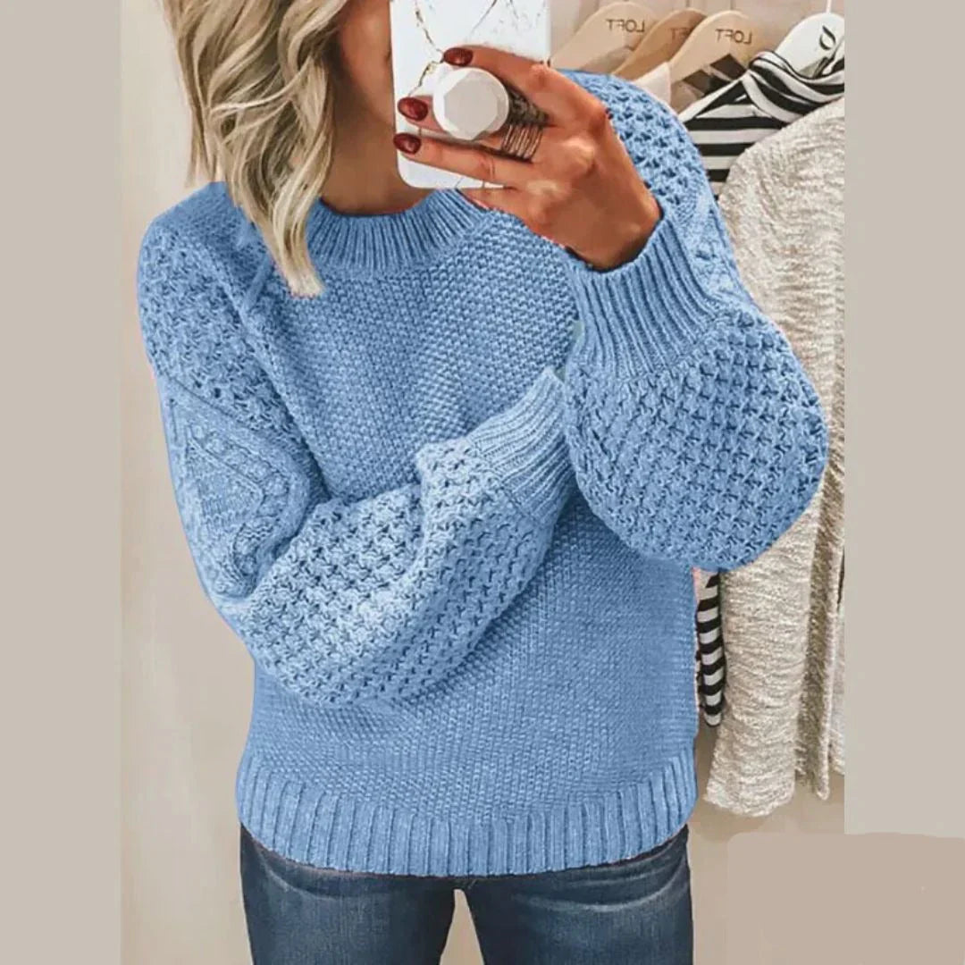 Women's classic round-neck long-sleeve knitted sweater