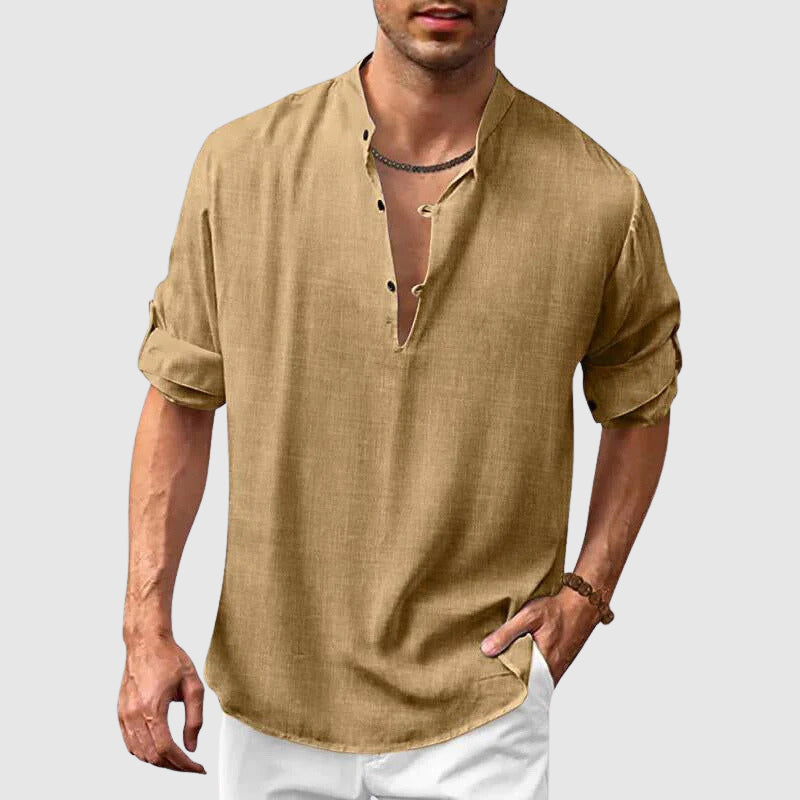 Men's casual beach hippie long-sleeve shirt
