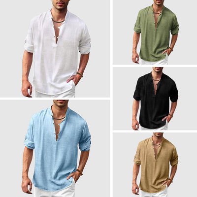 Men's casual beach hippie long-sleeve shirt