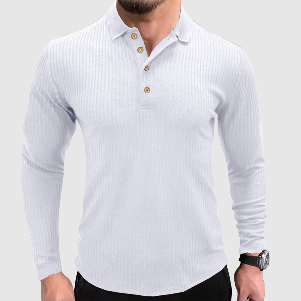 Men's Long-Sleeve Solid Color Polo