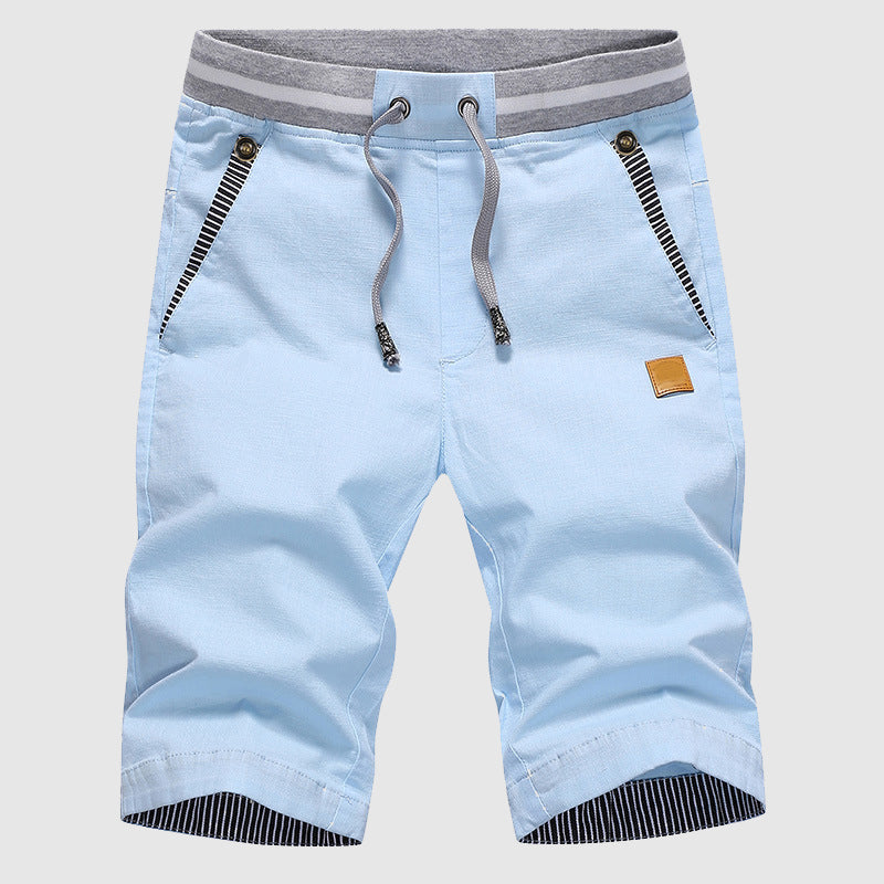 Men’s Casual Shorts - Drawstring Waist - Zip Pockets - Knee-Length Relaxed Fit