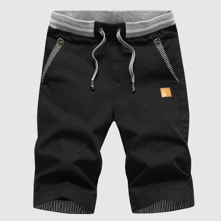 Men’s Casual Shorts - Drawstring Waist - Zip Pockets - Knee-Length Relaxed Fit