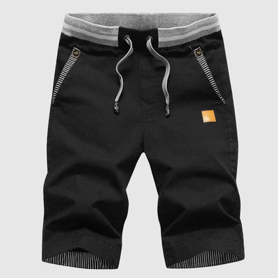 Men’s Casual Shorts - Drawstring Waist - Zip Pockets - Knee-Length Relaxed Fit