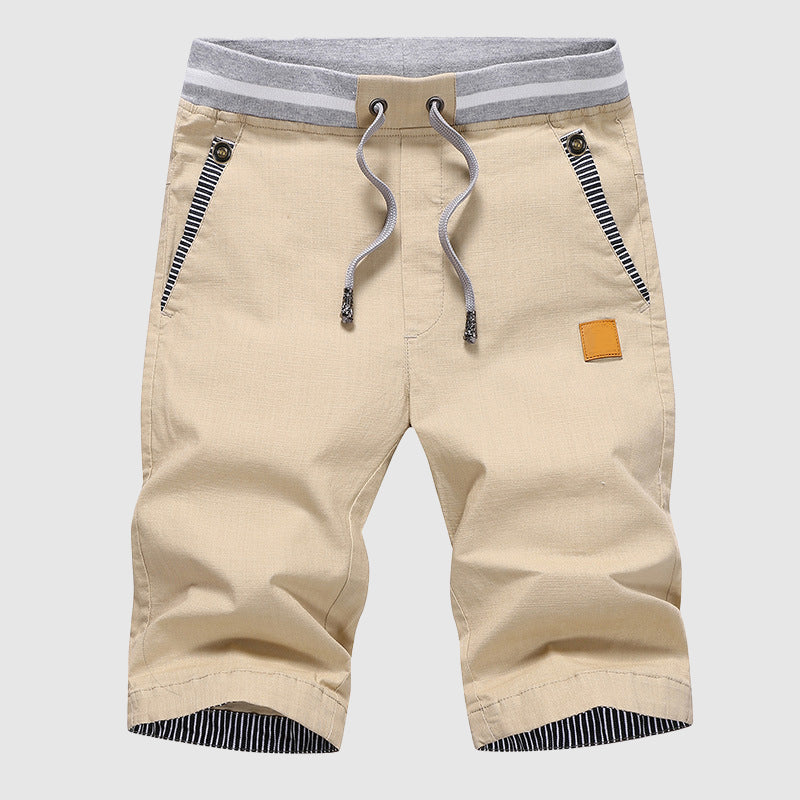 Men’s Casual Shorts - Drawstring Waist - Zip Pockets - Knee-Length Relaxed Fit