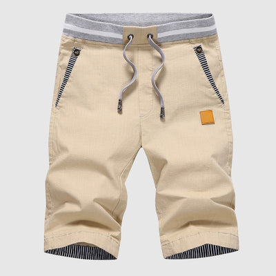 Men’s Casual Shorts - Drawstring Waist - Zip Pockets - Knee-Length Relaxed Fit