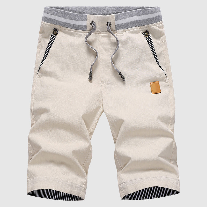 Men’s Casual Shorts - Drawstring Waist - Zip Pockets - Knee-Length Relaxed Fit