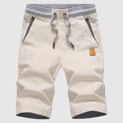 Men’s Casual Shorts - Drawstring Waist - Zip Pockets - Knee-Length Relaxed Fit