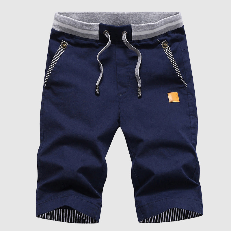 Men’s Casual Shorts - Drawstring Waist - Zip Pockets - Knee-Length Relaxed Fit