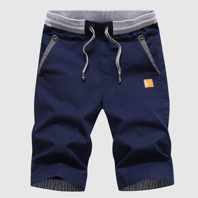 Men’s Casual Shorts - Drawstring Waist - Zip Pockets - Knee-Length Relaxed Fit