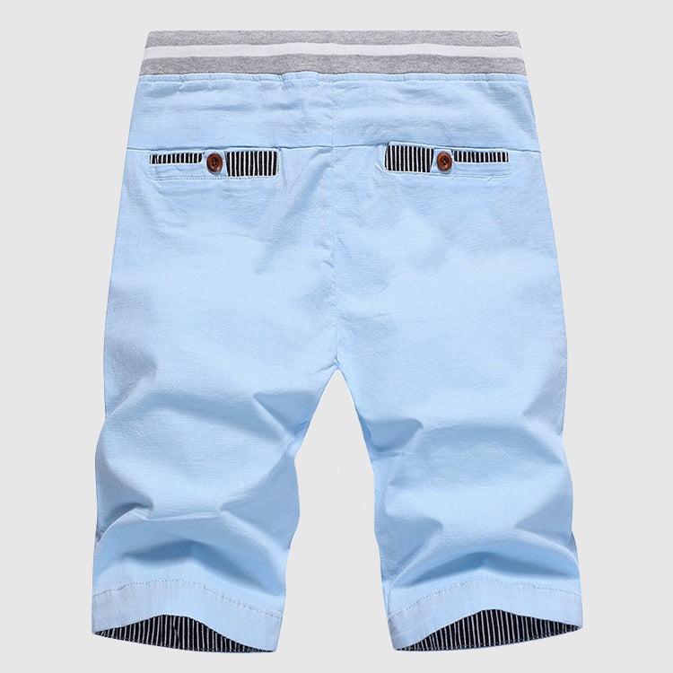 Men’s Casual Shorts - Drawstring Waist - Zip Pockets - Knee-Length Relaxed Fit