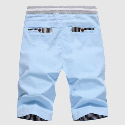 Men’s Casual Shorts - Drawstring Waist - Zip Pockets - Knee-Length Relaxed Fit