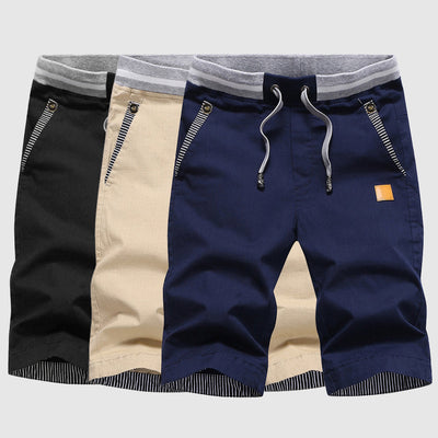 Men’s Casual Shorts - Drawstring Waist - Zip Pockets - Knee-Length Relaxed Fit