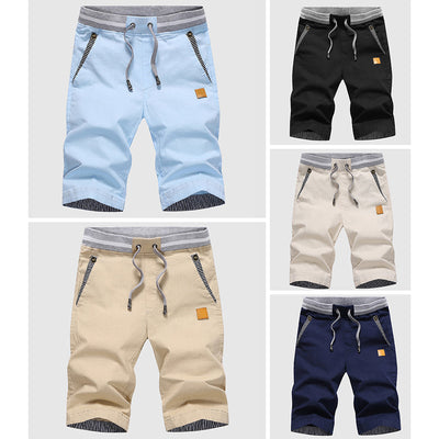 Men’s Casual Shorts - Drawstring Waist - Zip Pockets - Knee-Length Relaxed Fit
