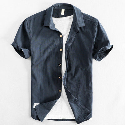 Men’s Short-Sleeve Button-Up Shirt – Cotton Blend – Regular Fit – Casual Wear
