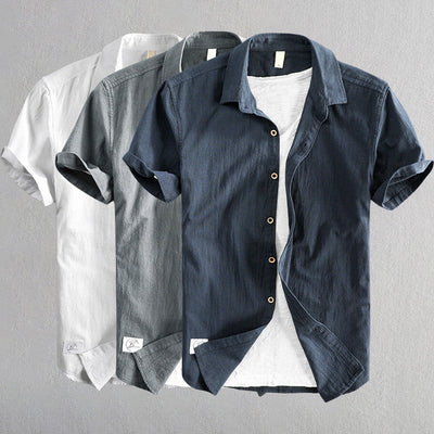 Men’s Short-Sleeve Button-Up Shirt – Cotton Blend – Regular Fit – Casual Wear