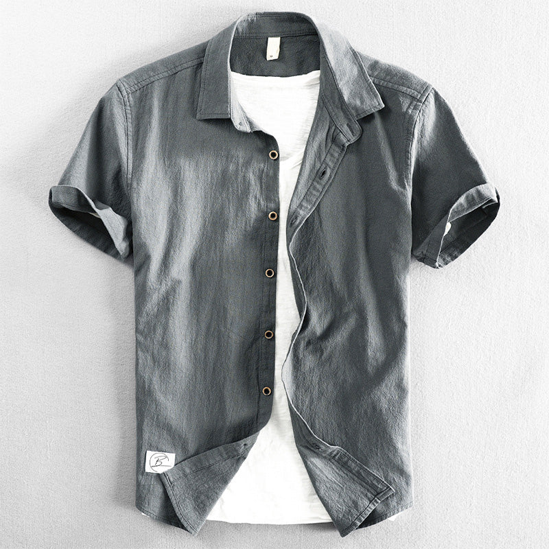 Men’s Short-Sleeve Button-Up Shirt – Cotton Blend – Regular Fit – Casual Wear