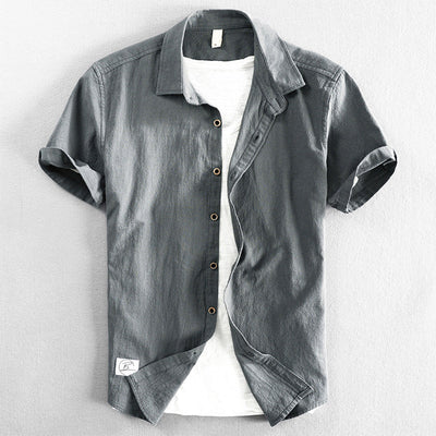 Men’s Short-Sleeve Button-Up Shirt – Cotton Blend – Regular Fit – Casual Wear
