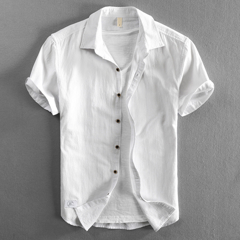 Men’s Short-Sleeve Button-Up Shirt – Cotton Blend – Regular Fit – Casual Wear