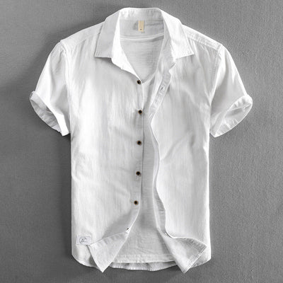 Men’s Short-Sleeve Button-Up Shirt – Cotton Blend – Regular Fit – Casual Wear