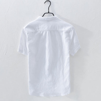 Men’s Button-Up Shirt - 100% Linen - Regular Fit - Short Sleeve Breathable Casual Wear