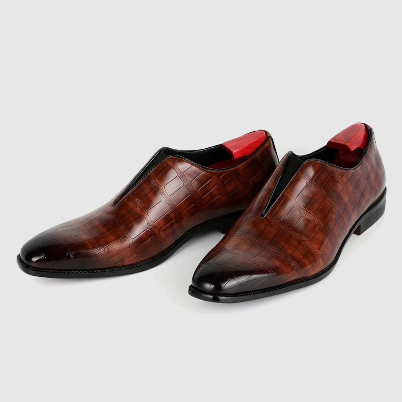 Men's leather oxford shoes with stone pattern