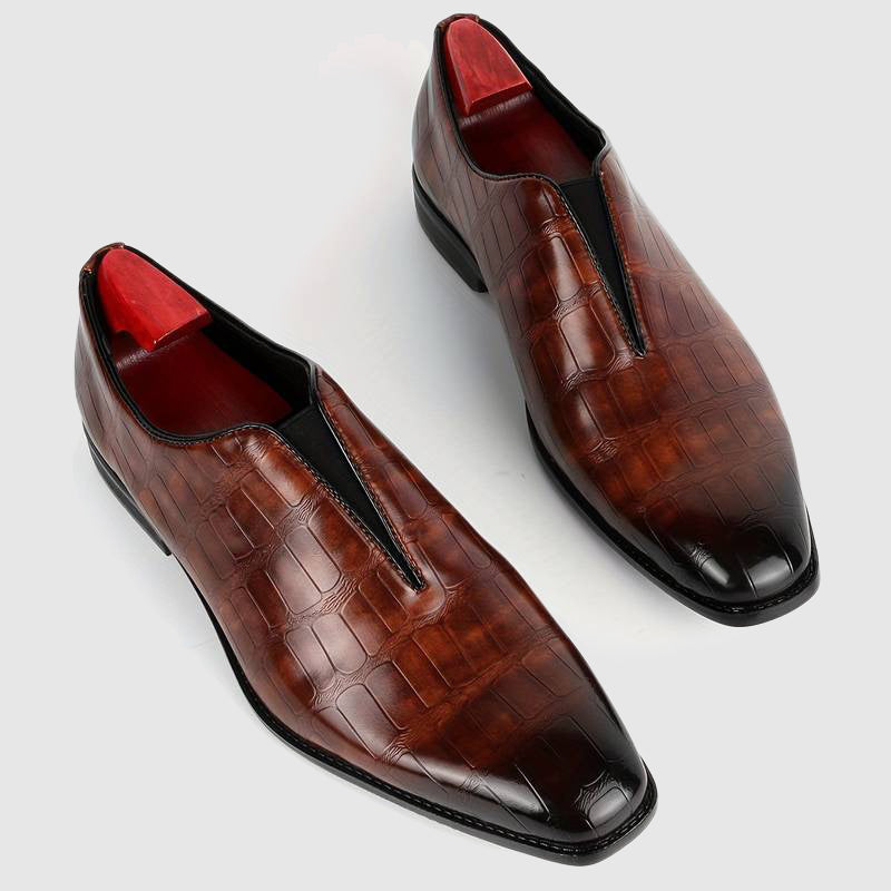 Men's leather oxford shoes with stone pattern