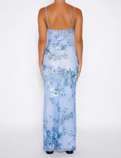 Women’s Lace Dress – Slim Fit – Spaghetti Straps – Floral Embellished – Ruched Bodice