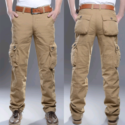 Men's casual cargo pants with multiple pockets