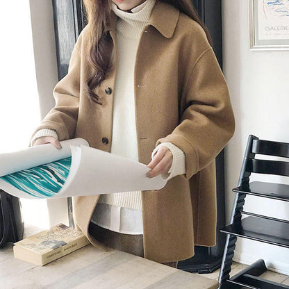 Cozy button closure coat for women