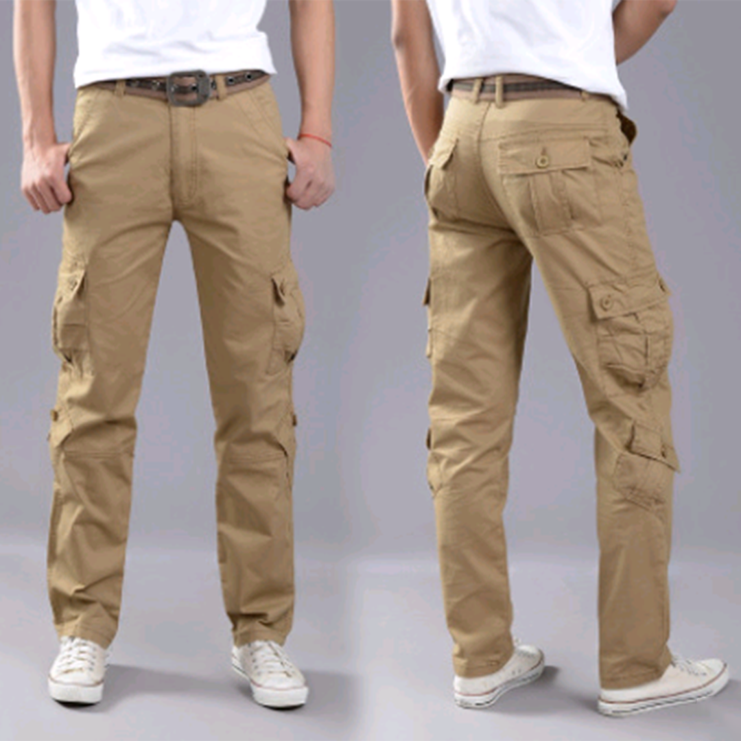 Men's casual cargo pants with multiple pockets