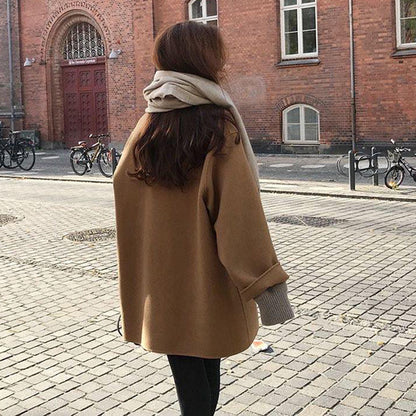 Cozy button closure coat for women