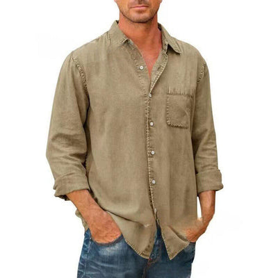 Men’s Casual Shirt – Relaxed Fit – Button-Down Front – Natural Fibers – Chest Pocket