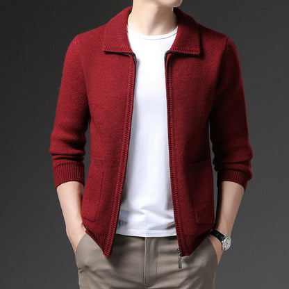 Men's versatile zipped cardigan