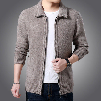 Men's versatile zipped cardigan