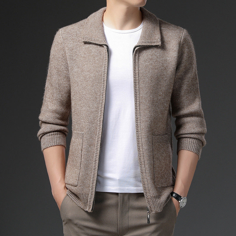 Men's versatile zipped cardigan