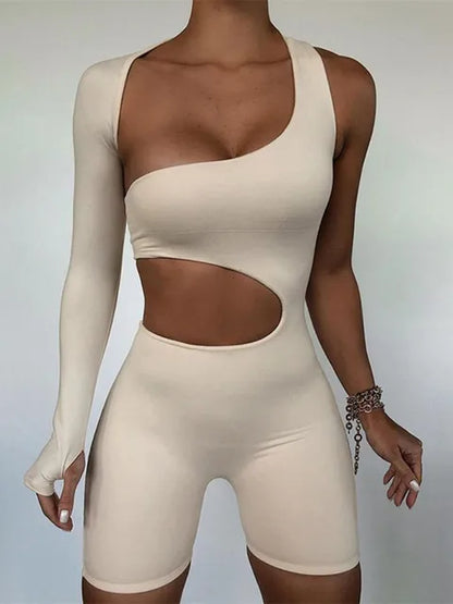 One shoulder slim fit jumpsuit for women