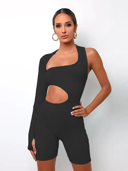 One shoulder slim fit jumpsuit for women