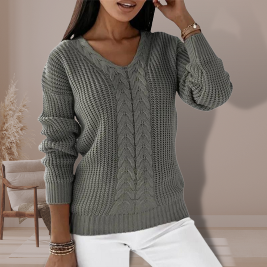 V-neck knitted pullover for women