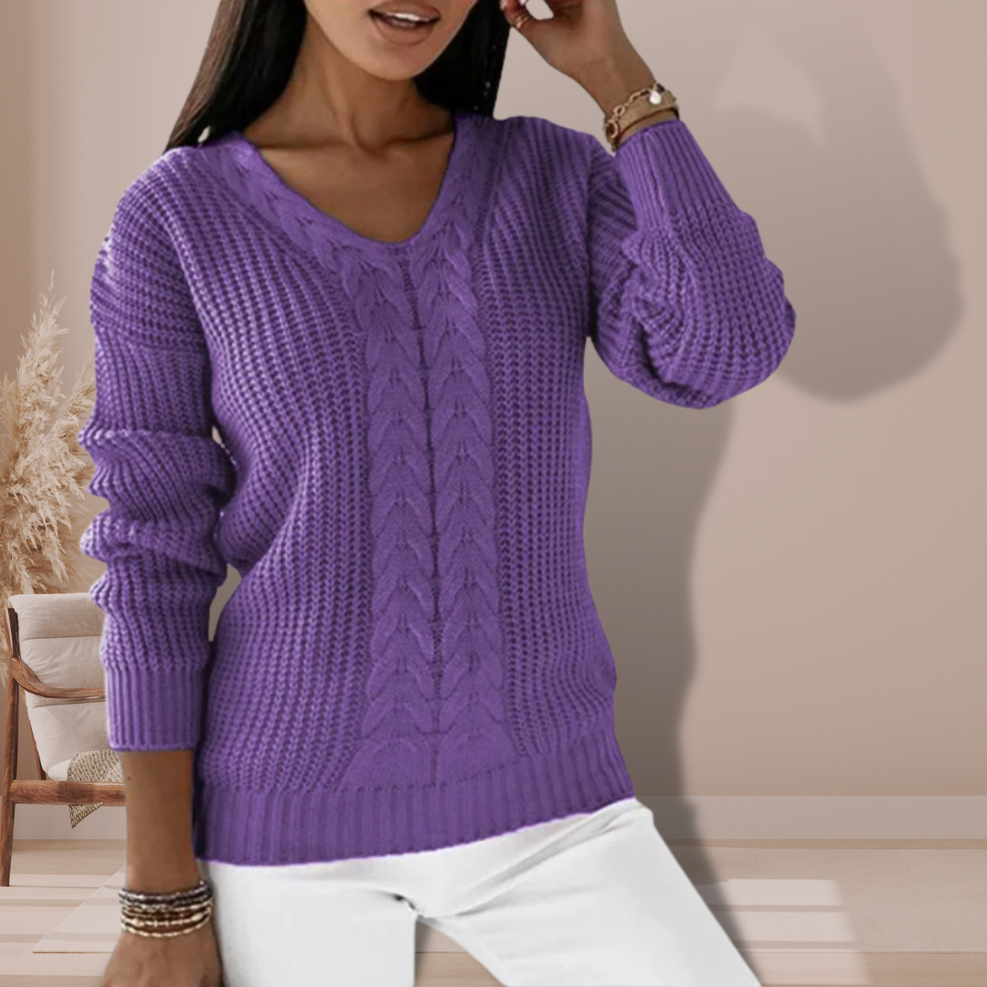 V-neck knitted pullover for women