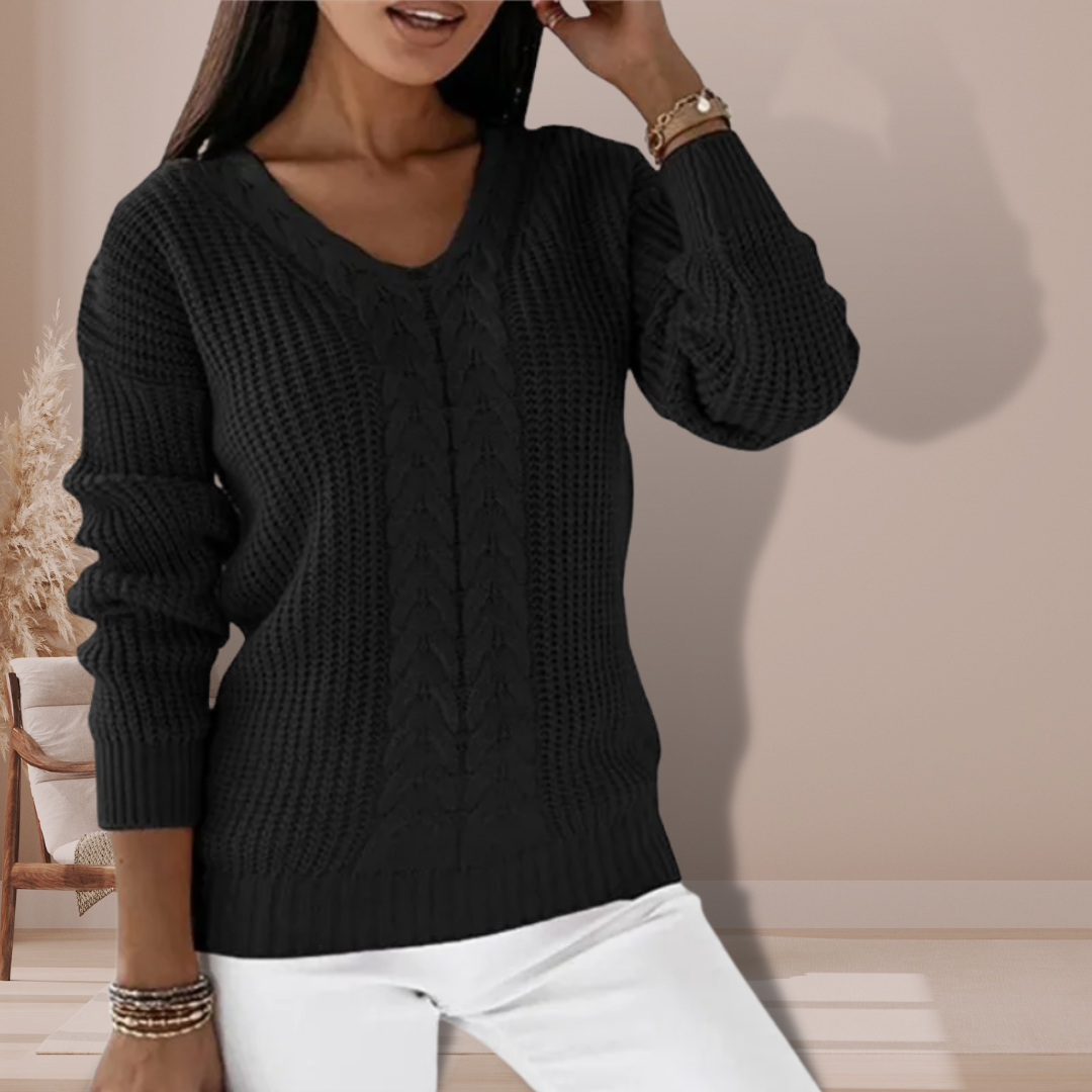 V-neck knitted pullover for women