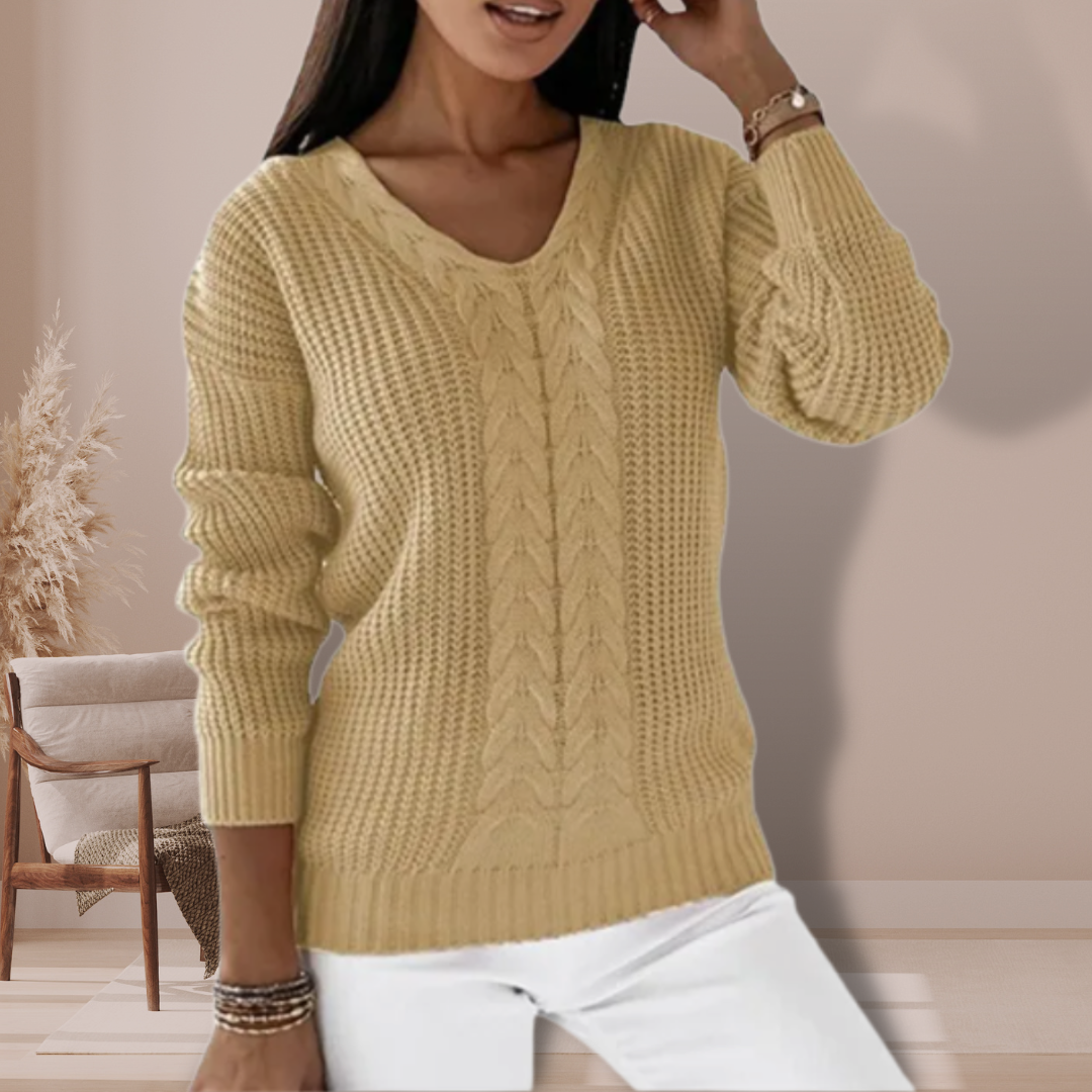 V-neck knitted pullover for women