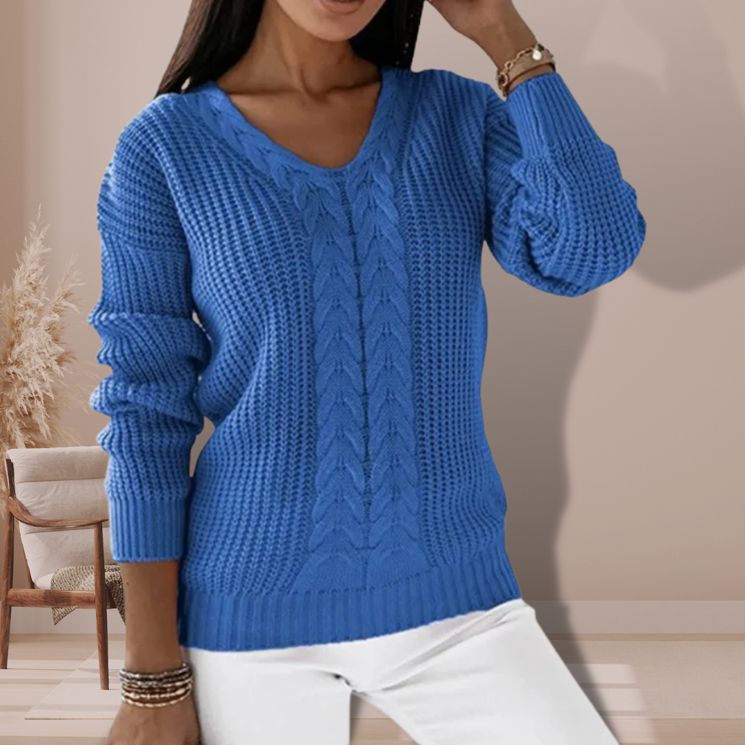 V-neck knitted pullover for women